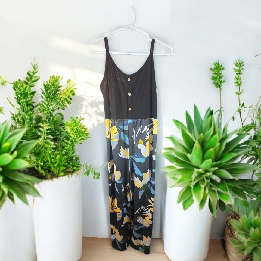 Floral Black Jumpsuit